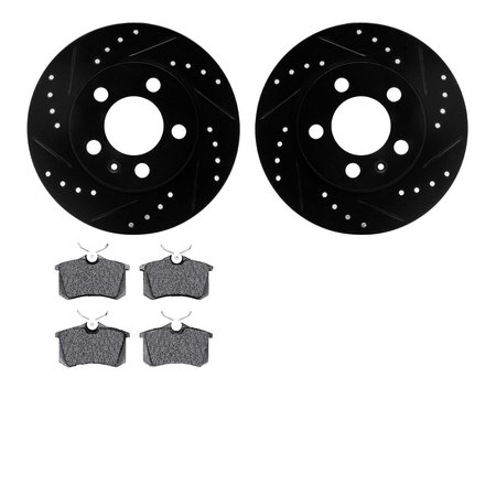 DYNAMIC FRICTION CO 8502-73032, Rotors-Drilled and Slotted-Black with 5000 Advanced Brake Pads, Zinc Coated 8502-73032